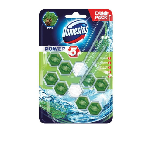 DOMESTOS Power 5 Kostka toaletowa Pine (2sztx55g).png